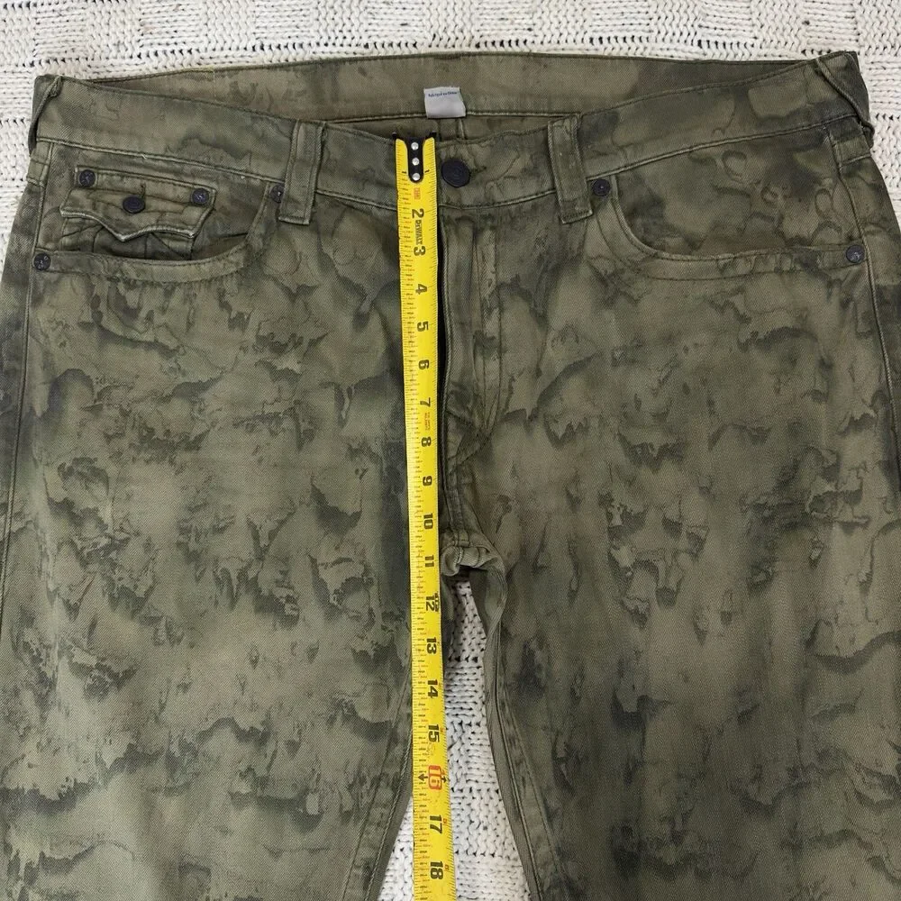 True Religion Section Straight Jeans Men’s 42 Olive Camo Tie Dye Wash